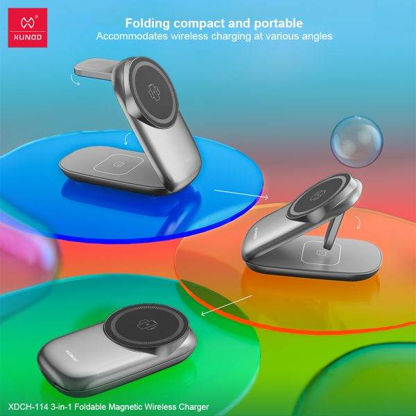 Xundd XDCH-114 3in1 Foldable Magnetic Wireless Charger