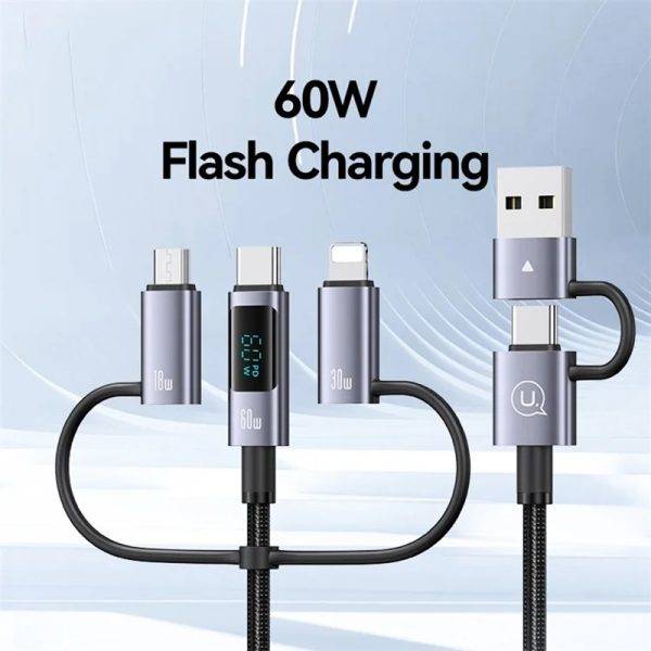 USAMS SJ713 60W Fast Charging 6-in-1 Data Cable with Digital Display