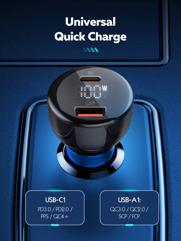Ldnio C101 100W Dual-Port Super Fast Car Charger