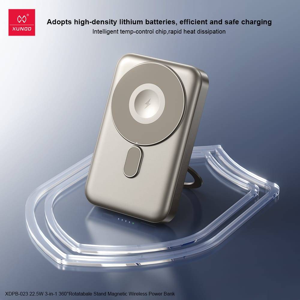XUNDD XDPB-023 10000mAh 22.5W 3-in-1 Magnetic Wireless Power Bank with 360° Rotatable Stand