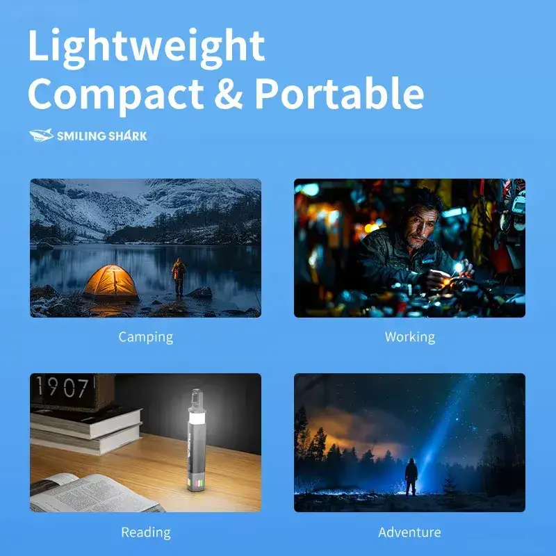 Smiling Shark SD-1018A High-Power Outdoor Flashlight with Side Floodlight 