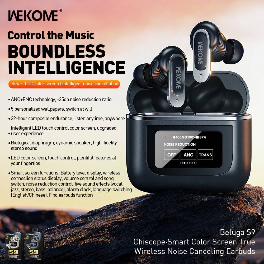 WEKOME Beluga S9 TWS Earbuds with Active Noise Cancellation & Smart LCD Display
