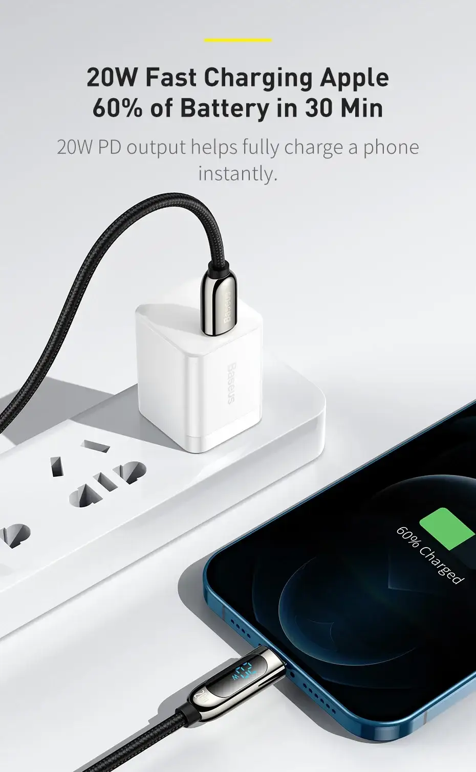Baseus Display Fast Charging Type-C to Lightning Cable 20W 2m