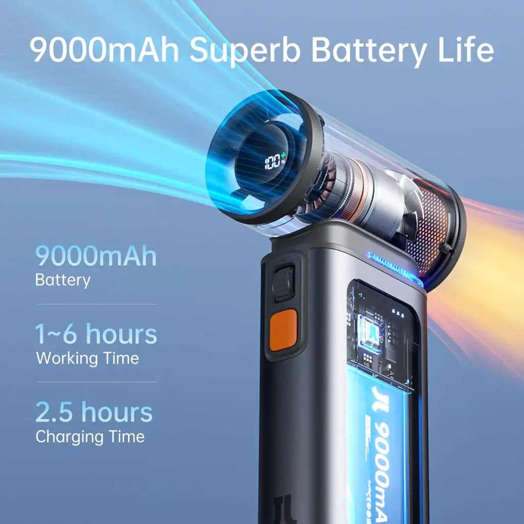 JISULIFE Ultra1 Handheld Turbo Fan 9000mAh USB Rechargeable High-Speed Portable Fan