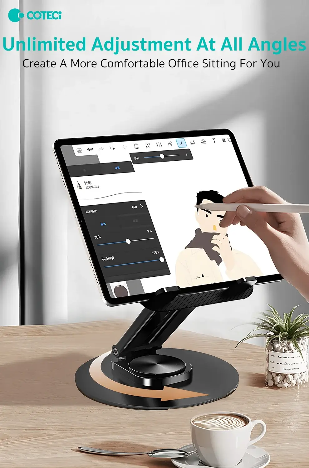 COTECI BS-012 Telescopic Rotating Tablet & Laptop Stand