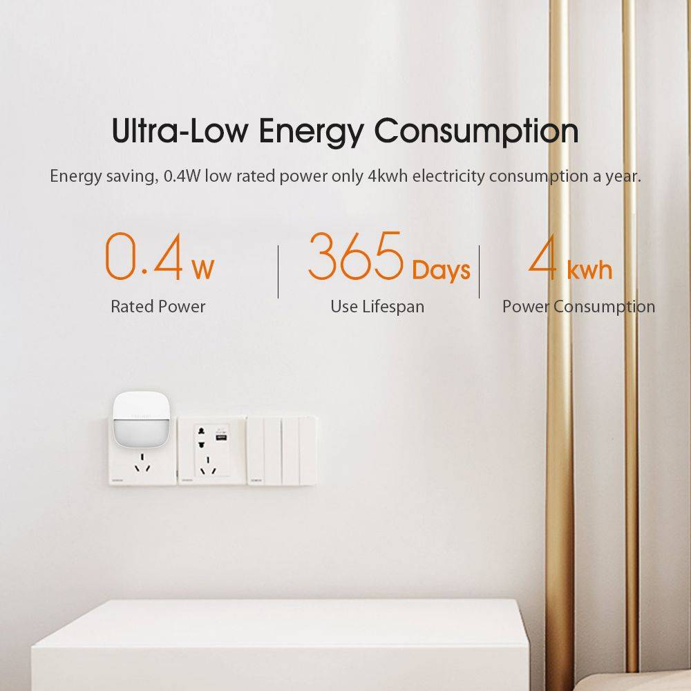 Xiaomi Yeelight YLYD09YL Plug-in LED Night Light with Infrared Motion Sensor and Auto Control