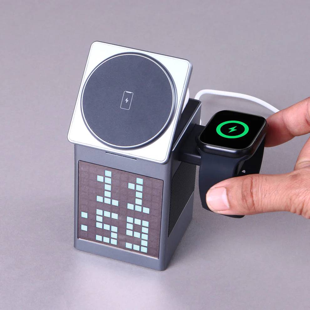 Valdus S5 Pixel Dock 6-in-1 Wireless Charger Bluetooth Speaker Digital Clock & Pixel Animation Valdus S5 Pixel Dock 6-in-1 Wireless Charger Bluetooth Speaker Digital Clock & Pixel Animation