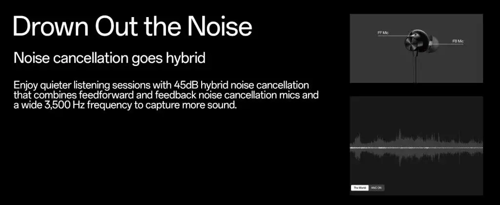 OnePlus Bullets Wireless Z2 ANC In-Ear Earphones with 45dB Hybrid Noise Cancellation