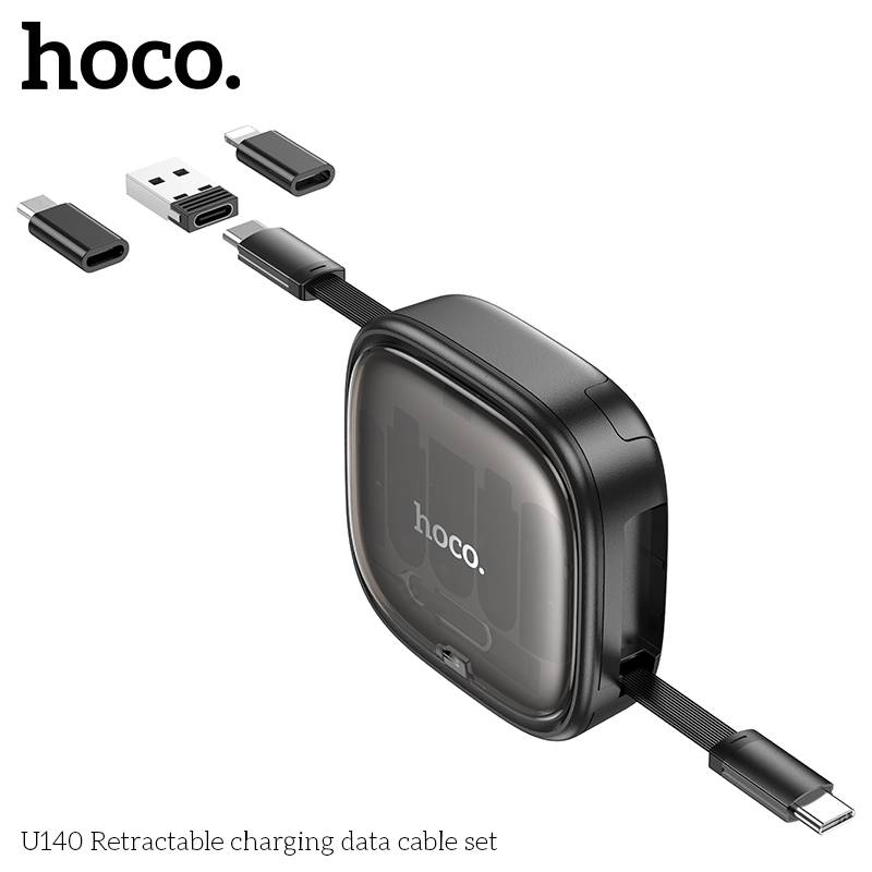 Hoco U140 3-in-1 Retractable Charging & Data Cable Set with Storage Case