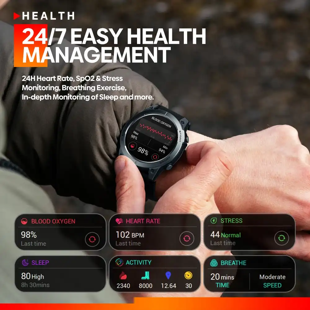 Zeblaze Stratos 3 GPS Smartwatch with Hi-Fi Bluetooth Calling