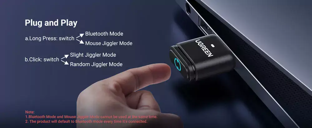 UGREEN BT301 Bluetooth 5.4 Adapter with Stealth Mouse Jiggler 35994