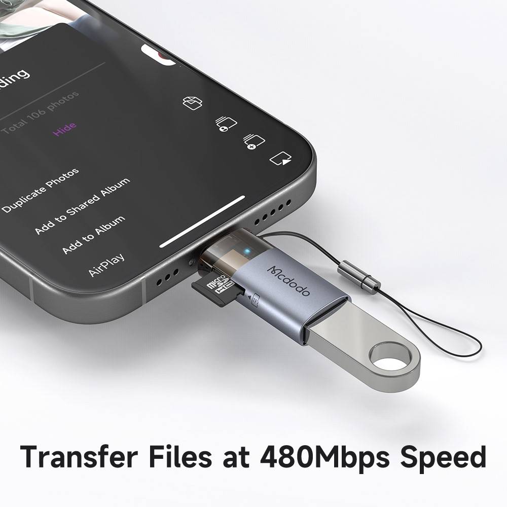 Mcdodo OT-785 2-in-1 USB-A to Lightning Adapter with TF Card Reader