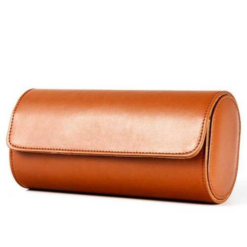 Luxury Vintage Leather Watch Roll 3 Slot Travel Storage Case