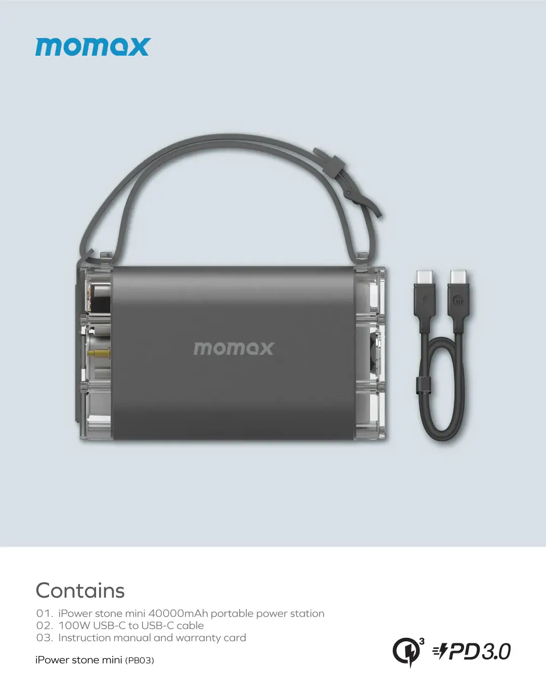Momax PB03 iPower Stone Mini 100W 40000mAh Portable Outdoor Power Station