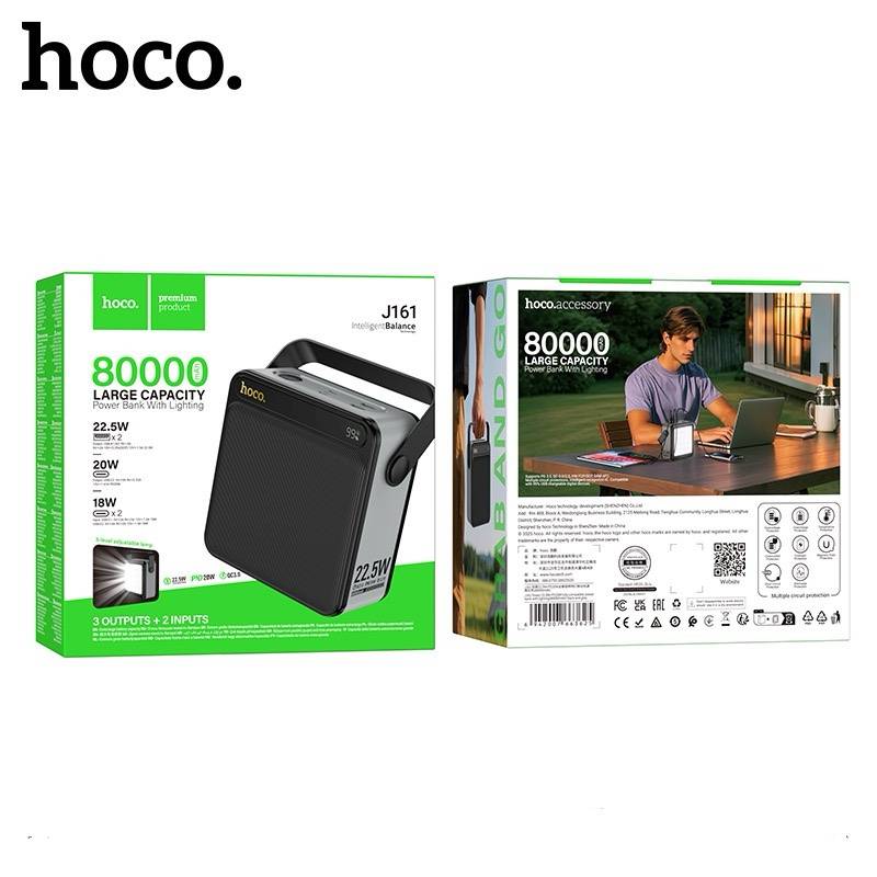 Hoco J161 80,000mAh Power Bank 22.5W Fast Charging 20W PD Fully Compatible with LED Display Lights