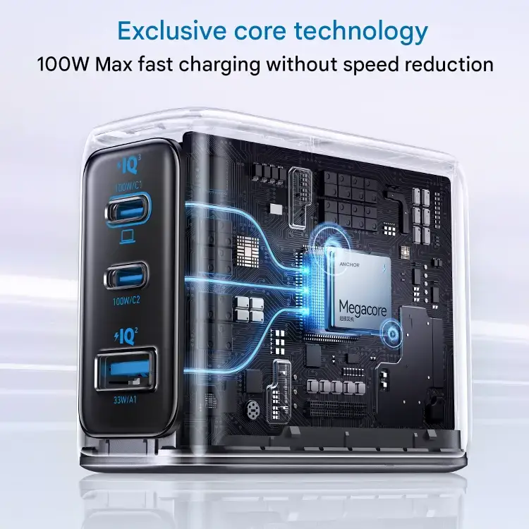 Anker Zolo B121B 100W 3-Port Fast Charger