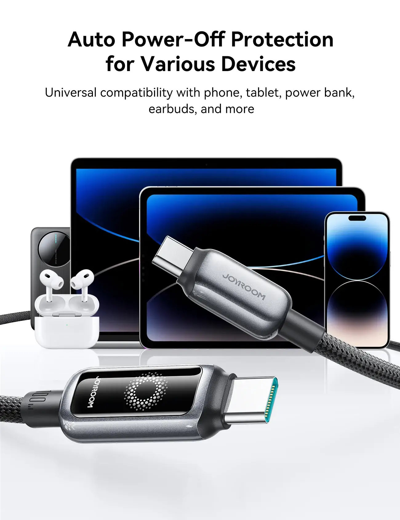 Joyroom S-A55 100W Auto Power-Off USB Type-C to Type-C Fast Charging Data Cable 1.2M