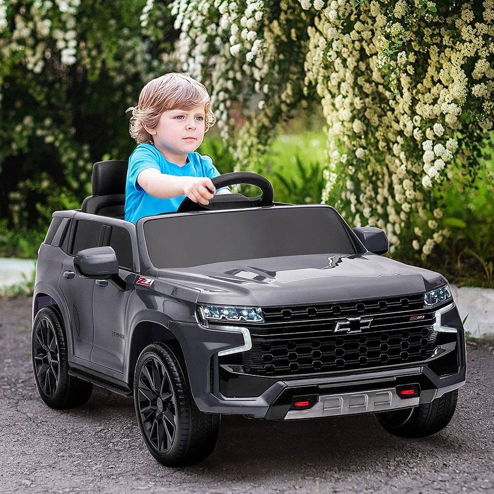 Licensed Chevrolet Tahoe Kids Electric Ride-On Car with Remote Control Gray