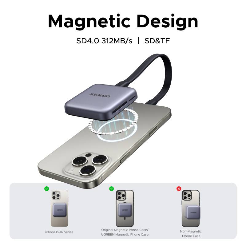 UGREEN CM898 MagFlow Portable Magnetic USB-C Card Reader