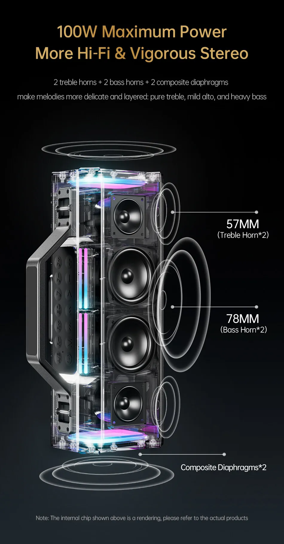 Awei KT8 160W Portable Bluetooth Karaoke Speaker with Wireless Microphones & Remote Control