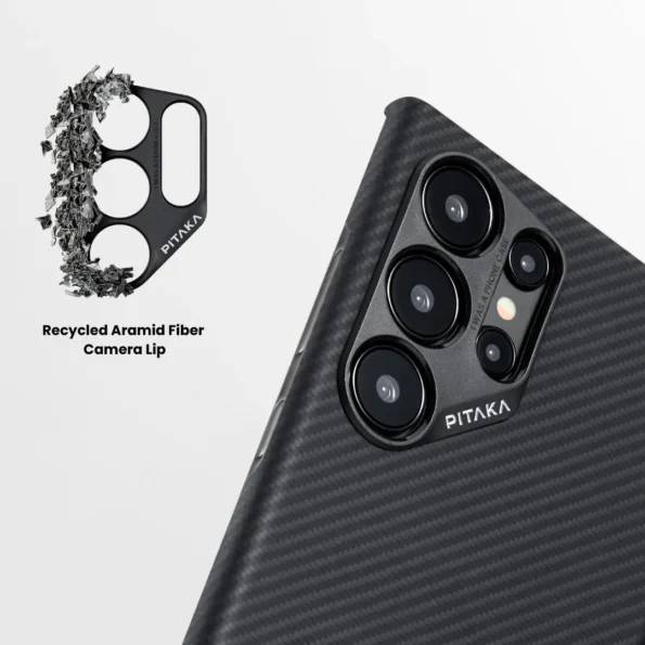 Pitaka MagEZ Case 4 Case-Less Thin Case for Galaxy S24 Ultra -Black/Grey (Twill)