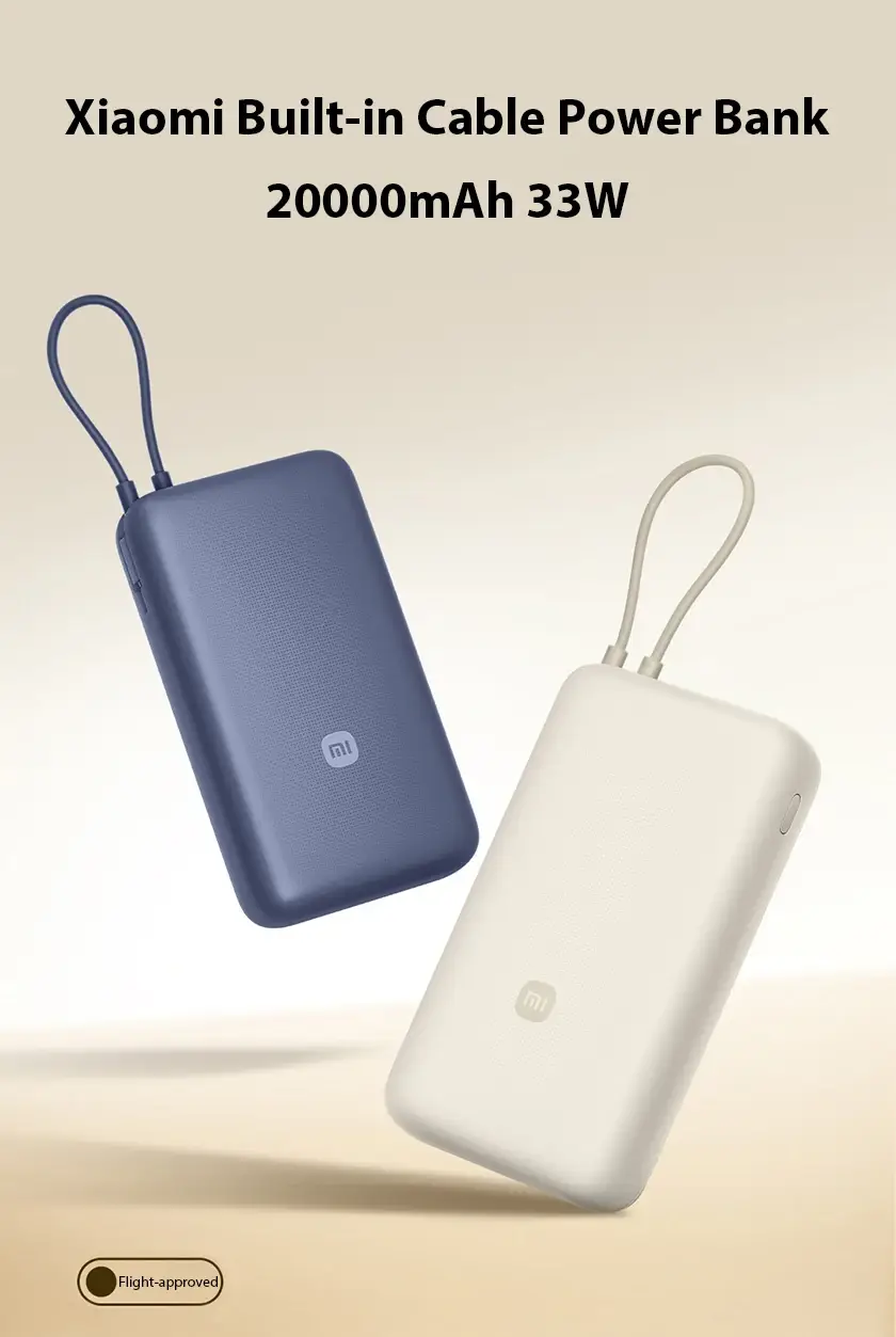 Xiaomi 33W 20000mAh Power Bank with Integrated Charging Cable