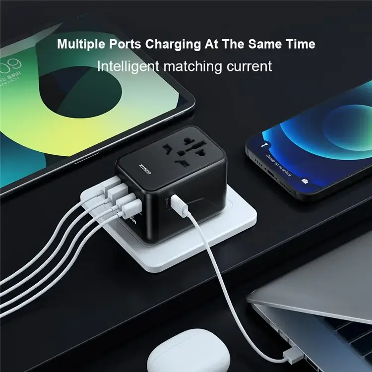 XUNDD XDCH-072 65W 5 Port USB Universal Travel Adapter - Black