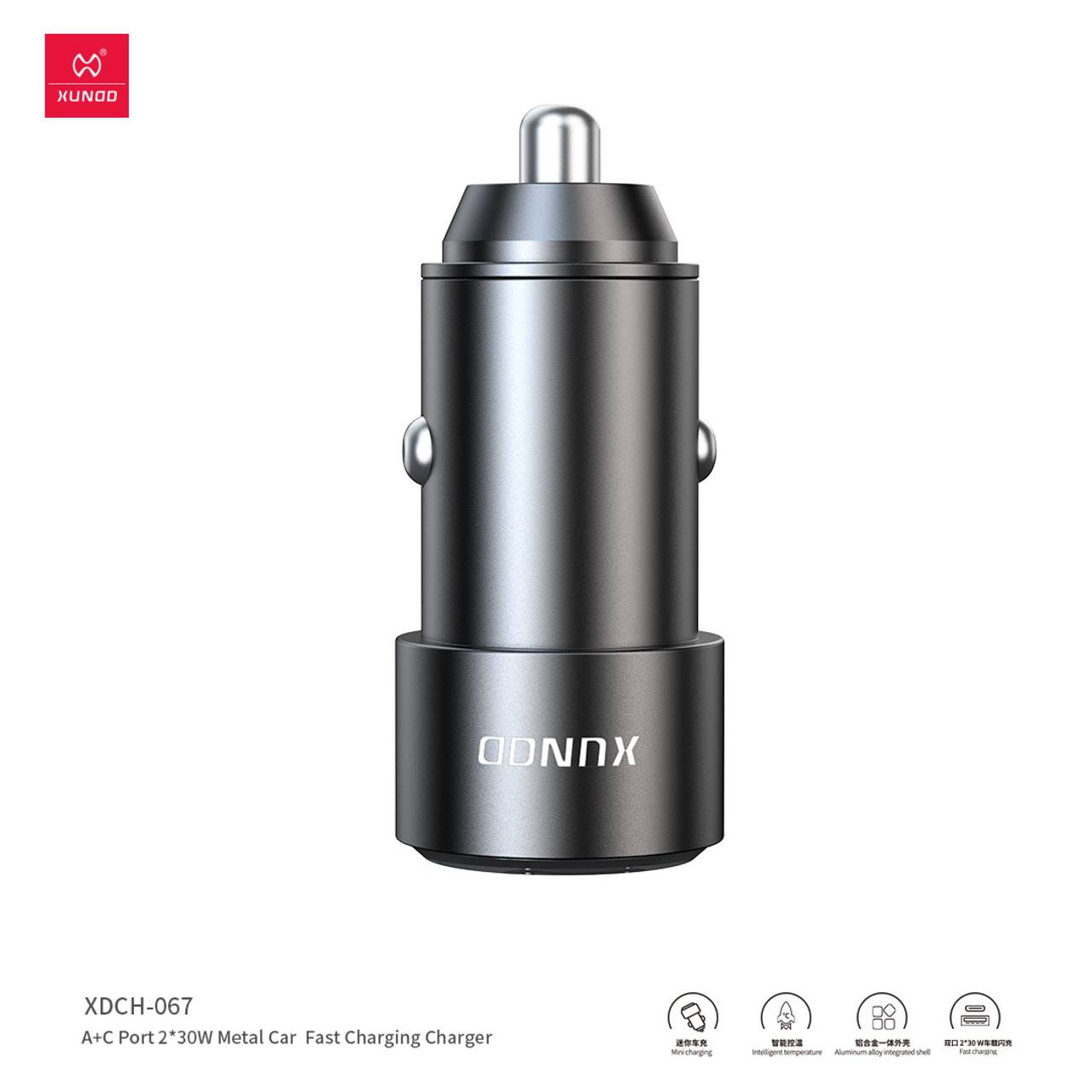 XUNDD XDCH-067 Aluminum Alloy Type-C USB Fast Charging Car Charger Adapter