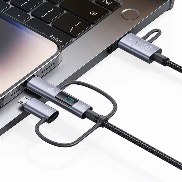 USAMS SJ713 60W Fast Charging 6-in-1 Data Cable with Digital Display