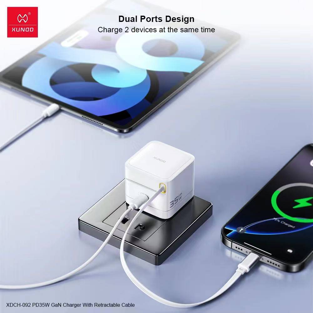 XUNDD XDCH-092 35W PD GaN Fast Charger with Retractable Cable