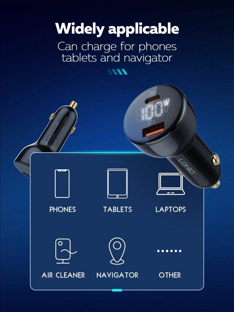 Ldnio C101 100W Dual-Port Super Fast Car Charger