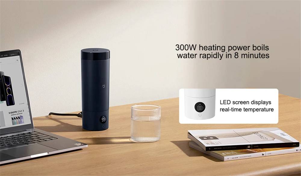 Xiaomi Mijia Portable Electric Heating Cup 2 Smart Stainless Steel Travel Kettle & Thermos 350ml