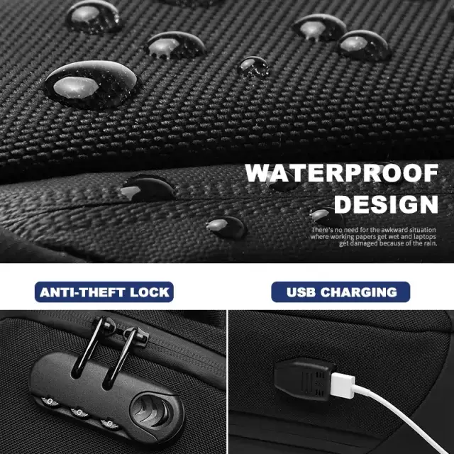 Ozuko 9270 Men's Waterproof Anti-Theft Sling Bag USB Charging Nylon Sports Chest & Crossbody Satchel