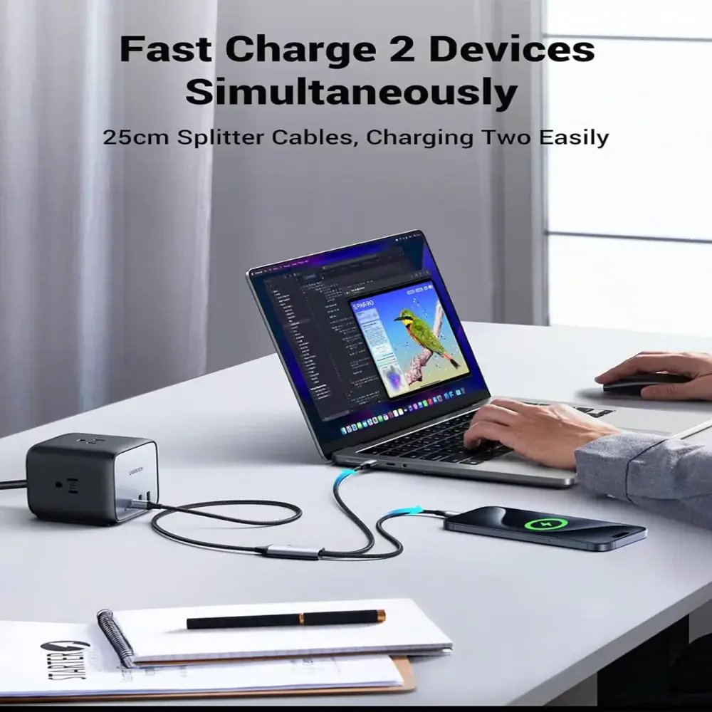 UGREEN US561 2-in-1 100W PD Type-C Fast Charging Cable (1.5m)-35087