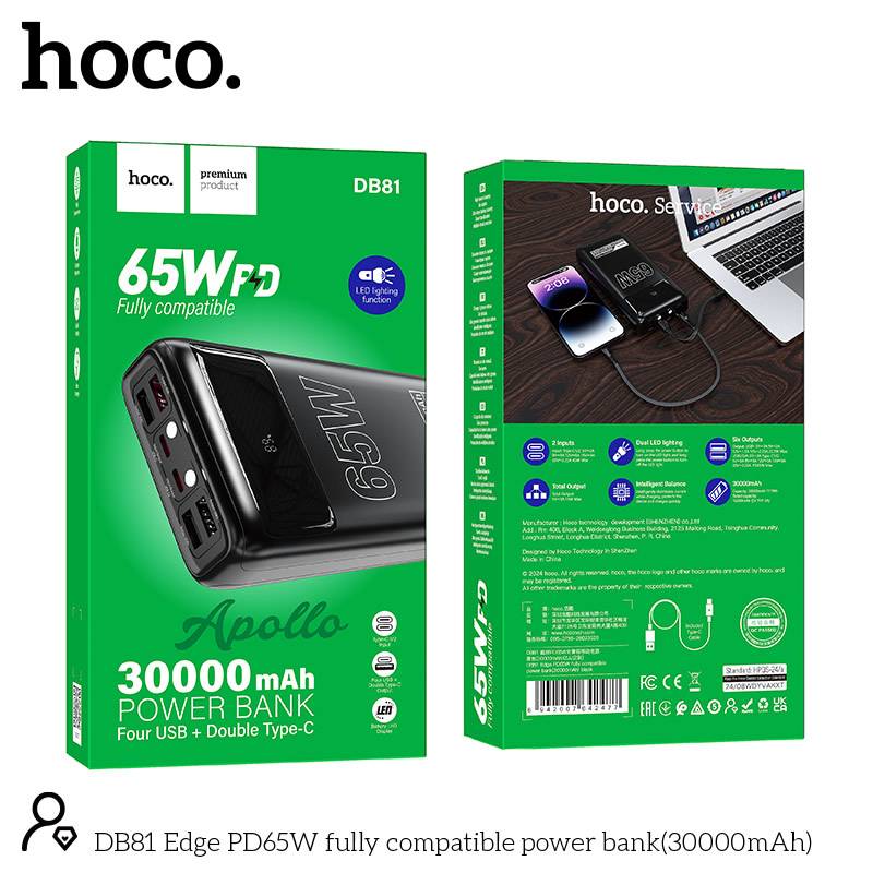Hoco DB81 65W PD Fast-Charging 30,000mAh Power Bank
