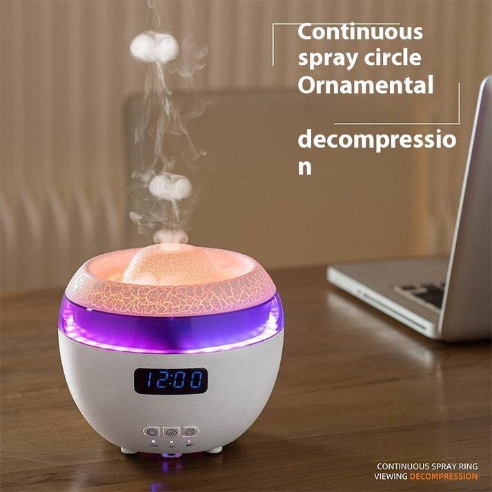 V37 Clock Humidifier with Colorful LED Light Multifunctional Air Humidifier & Digital Clock for Bedroom or Office