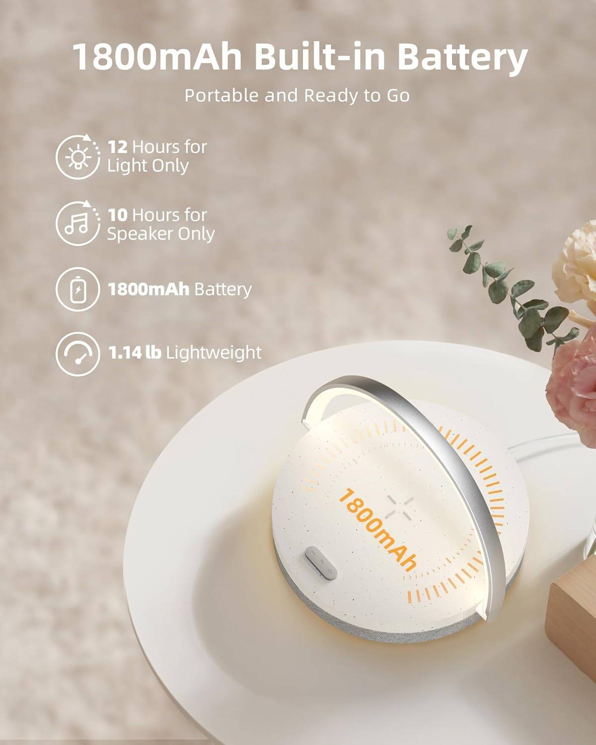 EZVALO 4-in-1 Touch Bedside Lamp Wireless Charger Bluetooth Speaker Phone Holder & Dimmable LED Night Light