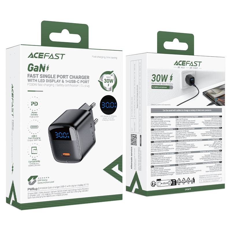 ACEFAST A115 30W GaN PD Fast Charger with Digital Power Display