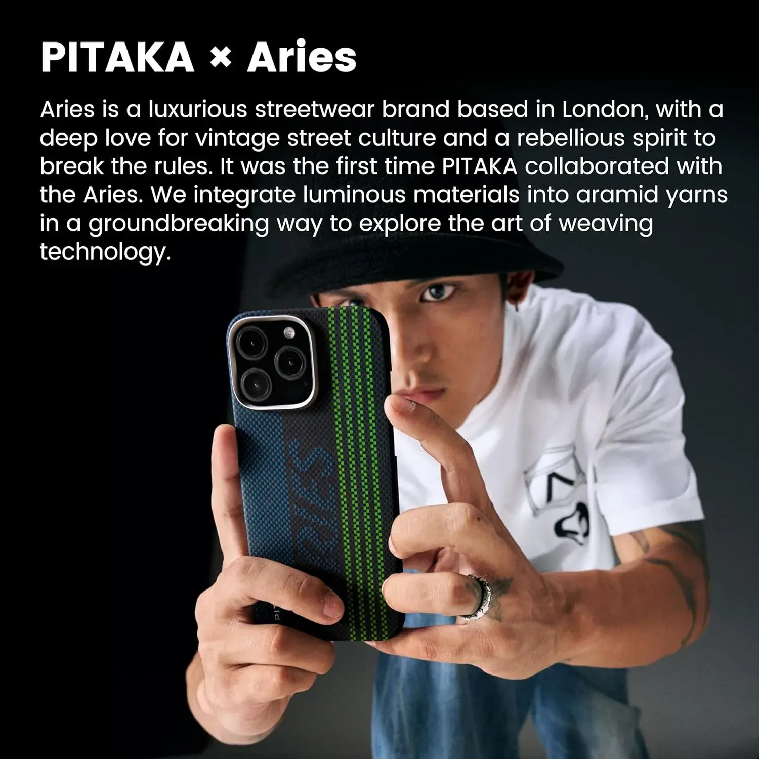 Pitaka Aries Tactile Woven Case for iPhone 16 Pro Credit Card