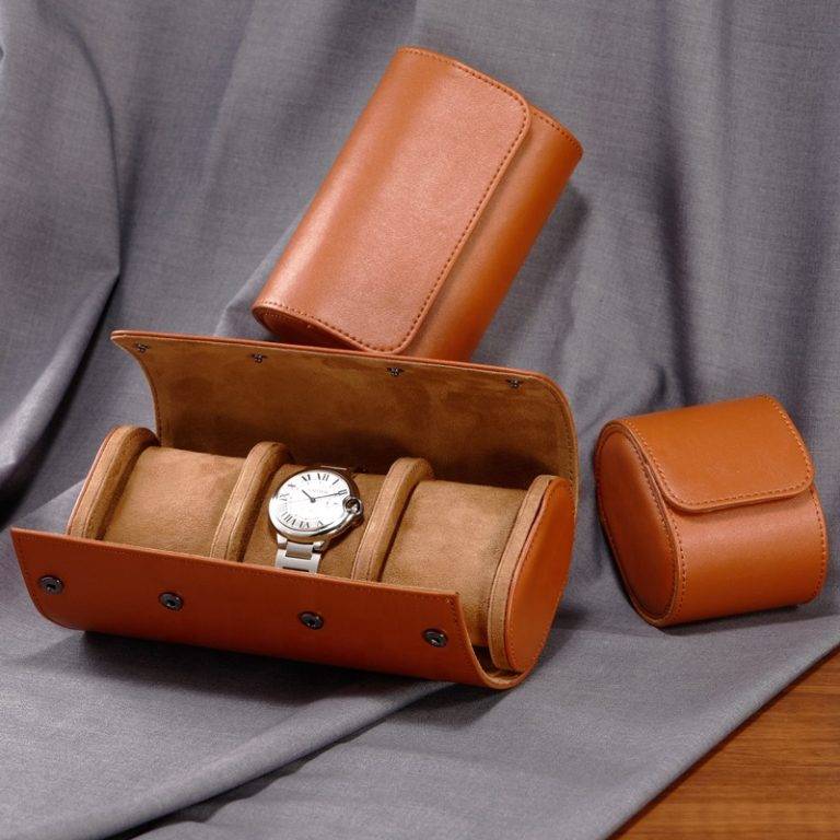 Luxury Vintage Leather Watch Roll 3 Slot Travel Storage Case