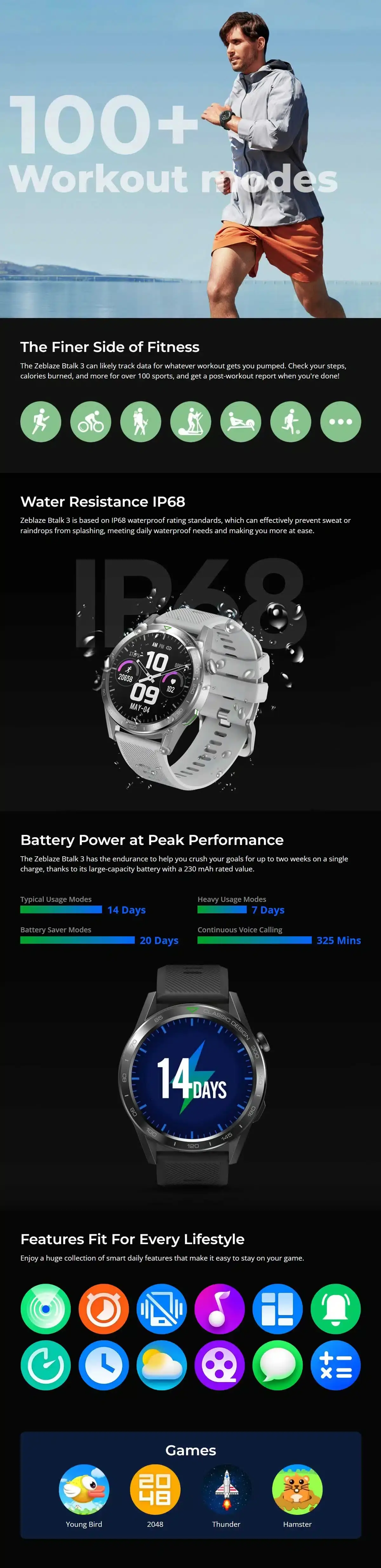 Zeblaze Btalk 3 Bluetooth Calling Smartwatch 