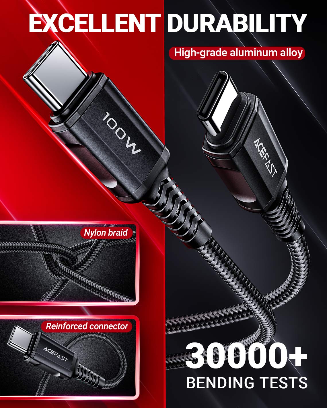 ACEFAST C4-03 USB-C to USB-C 100W PD Fast Charging Data Cable 