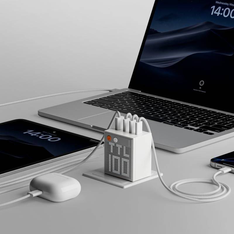 SHARGE Pixel S1E 100W GaN USB-C Charger 4-Port Fast PD 3.0 Charging with Dot-Matrix Display 