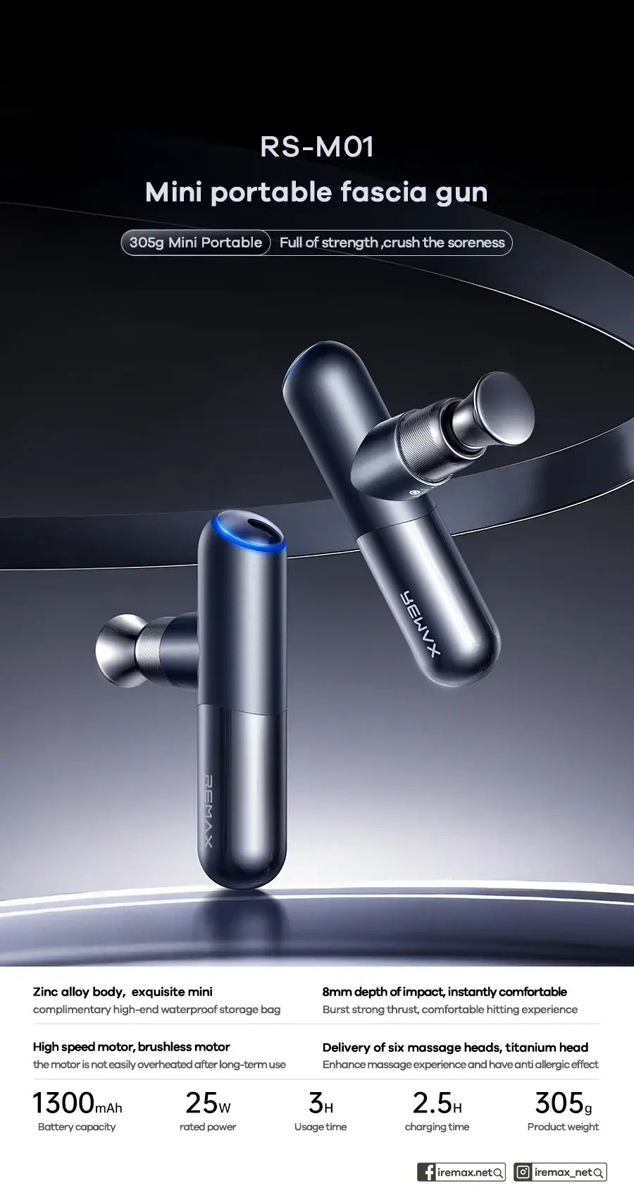 REMAX RS-M01 Portable Deep Tissue Massage Gun