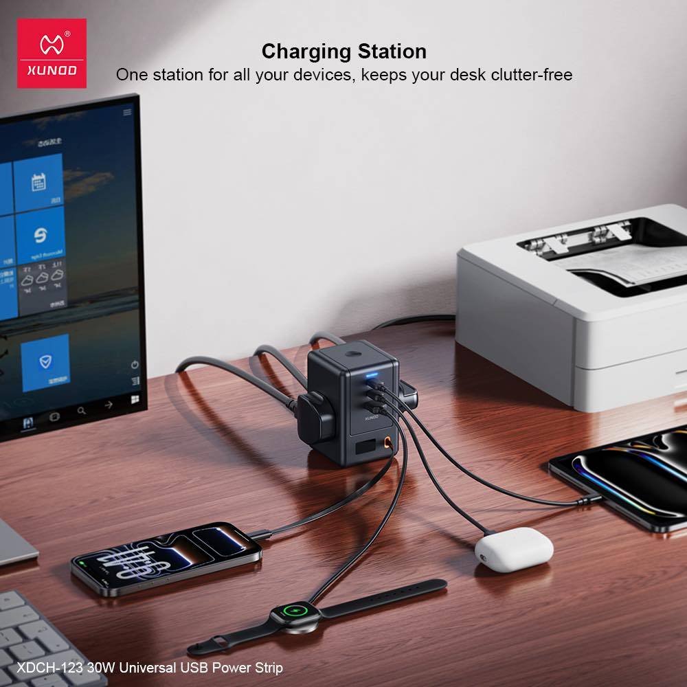 XUNDD XDCH-123 30W Universal USB Fast-Charging Power Strip