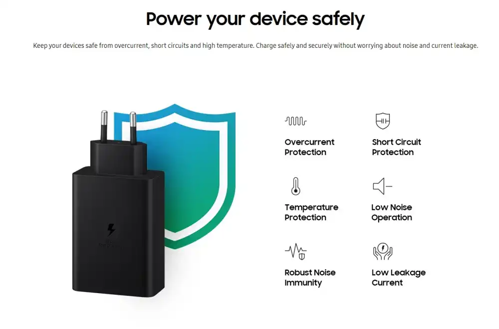 Samsung EP-T6530 65W PD Power Adapter Trio with USB-A & Dual USB-C Ports