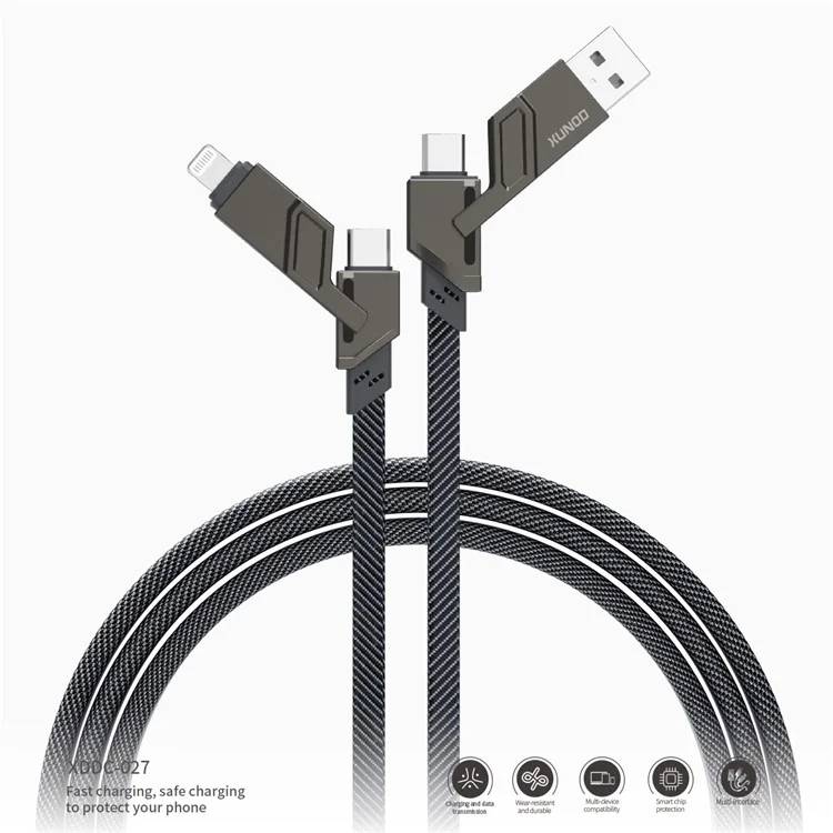 XUNDD XDCH-027 4-in-1 Weave Data Cable with QC3.0 & Type-C Fast Charging