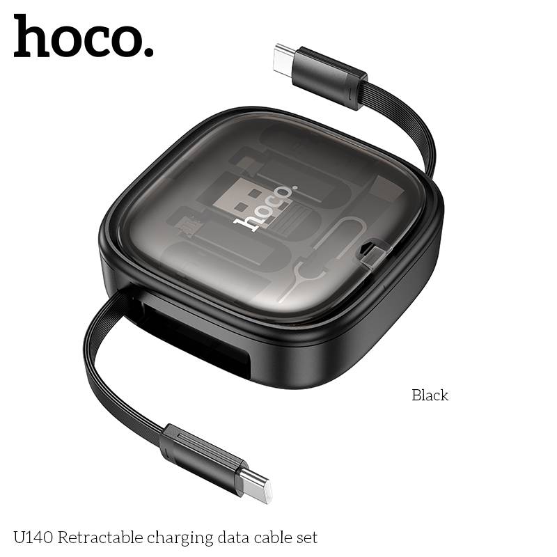 Hoco U140 3-in-1 Retractable Charging & Data Cable Set with Storage Case