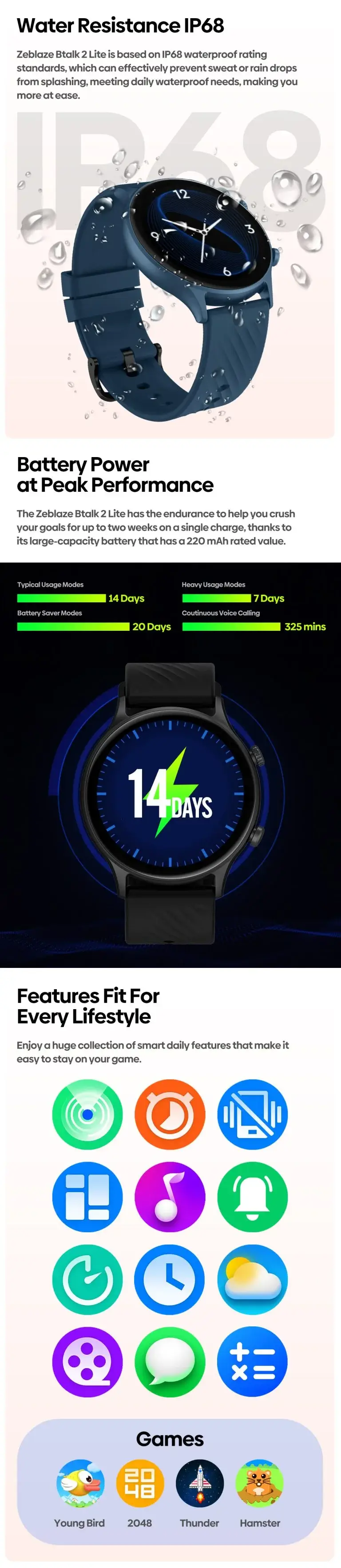 Zeblaze Btalk 2 Lite Bluetooth Calling Smartwatch
