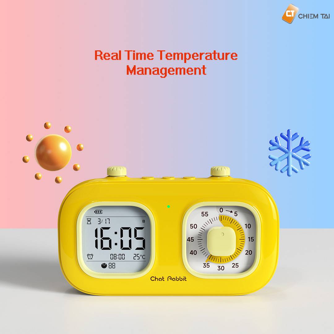 Chat Rabbit Dual Screen Thermometer Time Manager